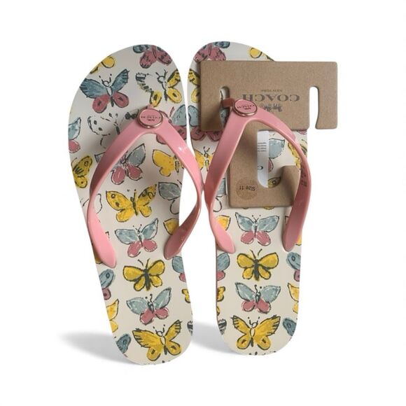 Coach Zayn Butterfly Print Flip Flops Women’s Size 11 Pink Sandals, NWT - Picture 6 of 6